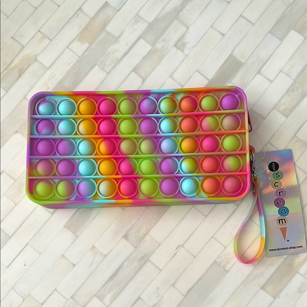 ISCREAM Rainbow Tie Dye Popper Case Colorful Pop It Clutch Pride New